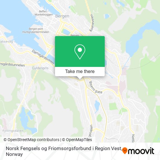 Norsk Fengsels og Friomsorgsforbund i Region Vest map