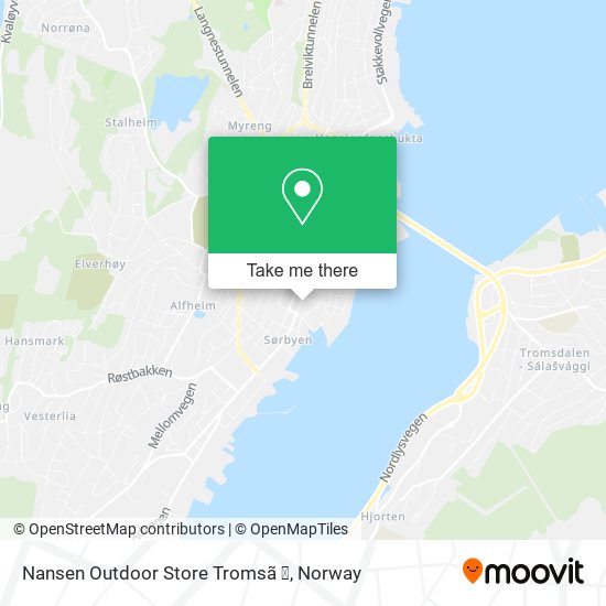 How to get to Nansen Outdoor Store Tromsã ̧ in Tromsø by Bus or Ferry?