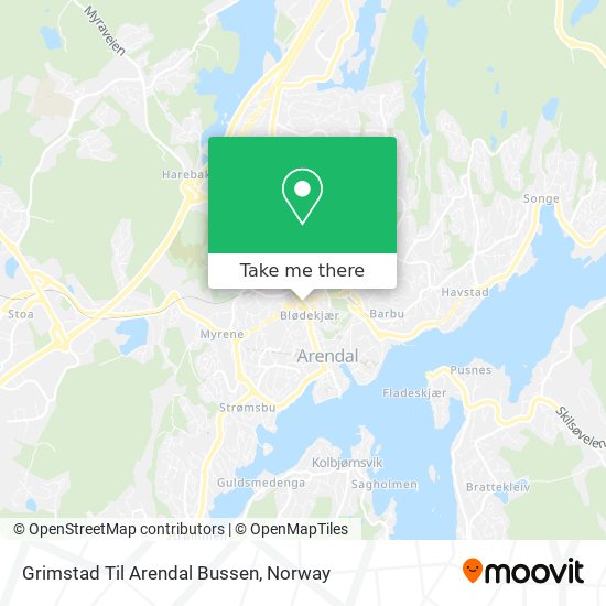 Grimstad Til Arendal Bussen map