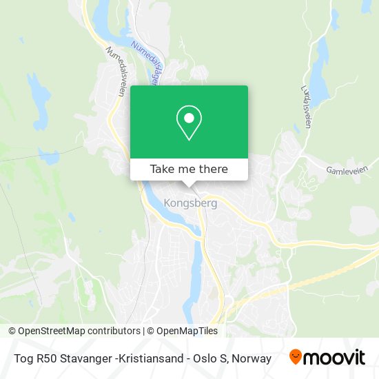 Tog R50 Stavanger -Kristiansand - Oslo S map