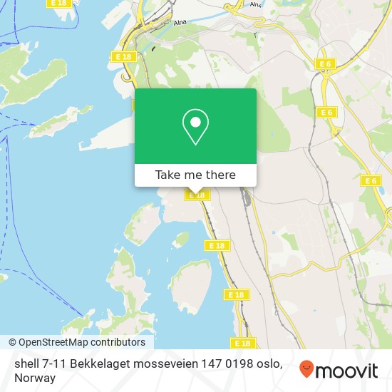 shell 7-11 Bekkelaget mosseveien 147 0198 oslo map