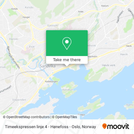 Timeekspressen linje 4 - Hønefoss - Oslo map