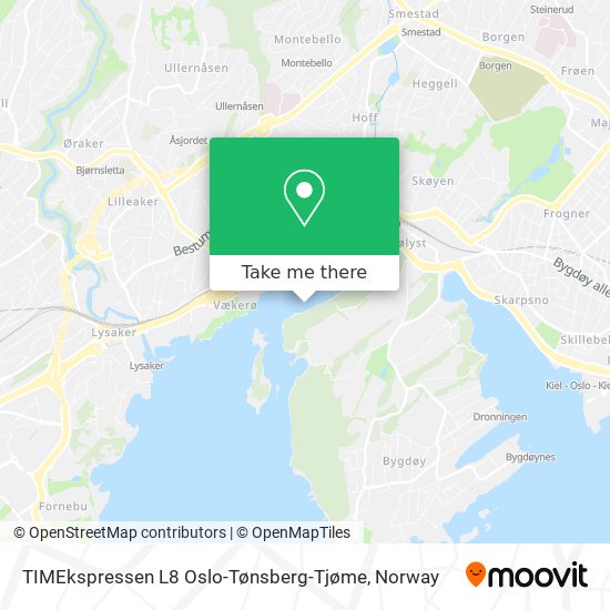 TIMEkspressen L8 Oslo-Tønsberg-Tjøme map