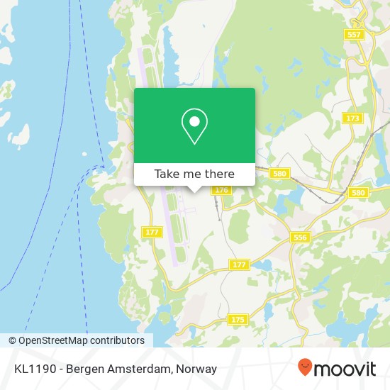 KL1190 - Bergen Amsterdam map