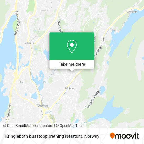 Kringlebotn busstopp (retning Nesttun) map
