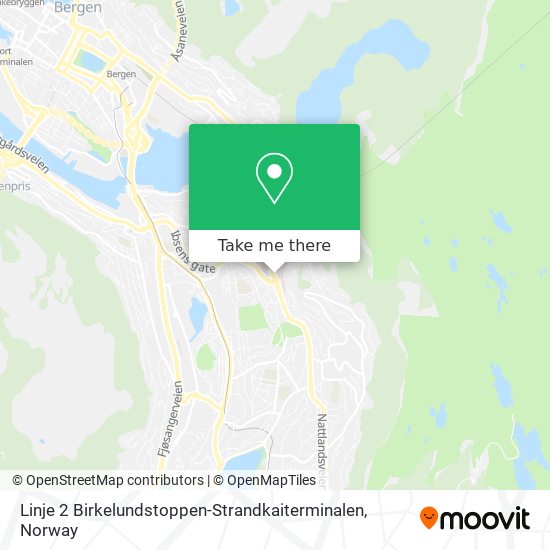 Linje 2 Birkelundstoppen-Strandkaiterminalen map