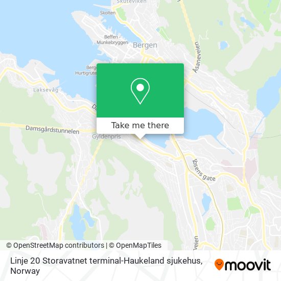 Linje 20 Storavatnet terminal-Haukeland sjukehus map