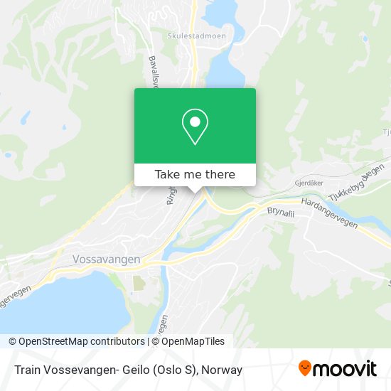 Train Vossevangen- Geilo (Oslo S) map