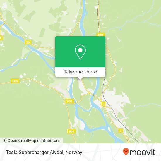 Tesla Supercharger Alvdal map