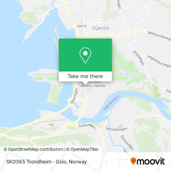 SK0365 Trondheim - Oslo map