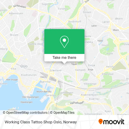 Working Class Tattoo Shop Oslo map