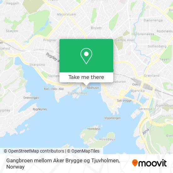 Gangbroen mellom Aker Brygge og Tjuvholmen map