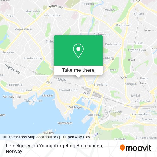 LP-selgeren på Youngstorget og Birkelunden map