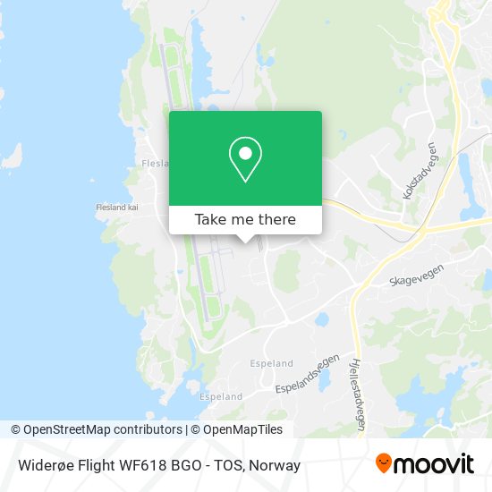Widerøe Flight WF618 BGO - TOS map