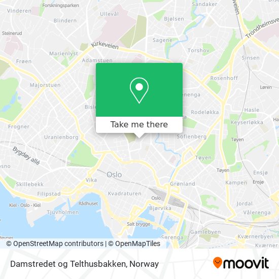 Damstredet og Telthusbakken map