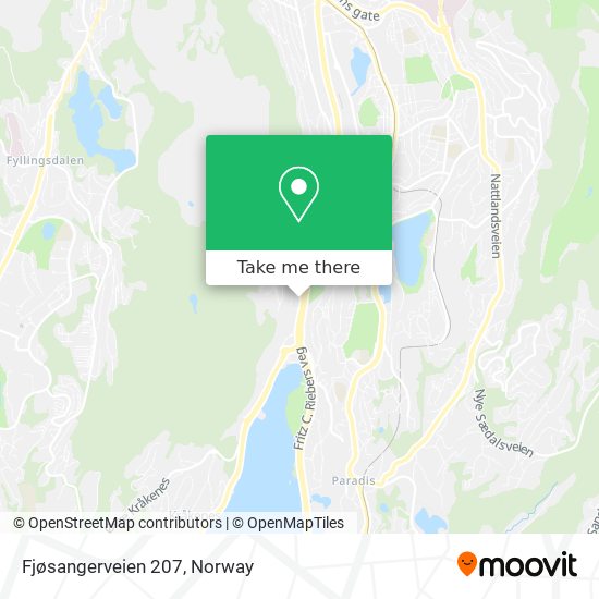 Fjøsangerveien 207 map