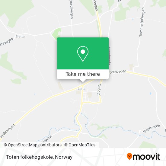 Toten folkehøgskole map