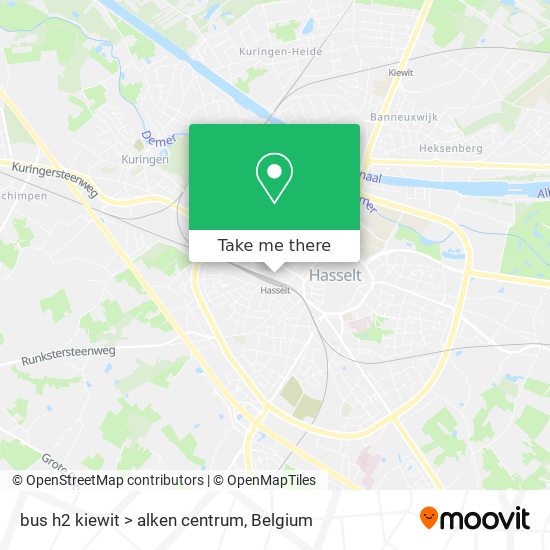 bus h2 kiewit > alken centrum map