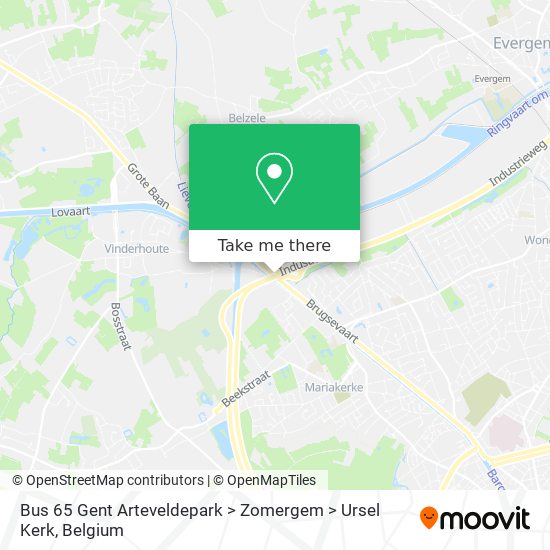 Bus 65 Gent Arteveldepark > Zomergem > Ursel Kerk map