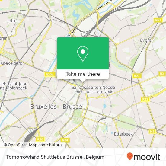 Tomorrowland Shuttlebus Brussel map