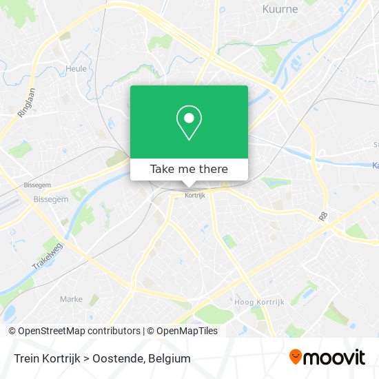 Trein Kortrijk > Oostende map