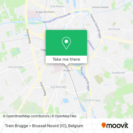Trein Brugge > Brussel-Noord (IC) map
