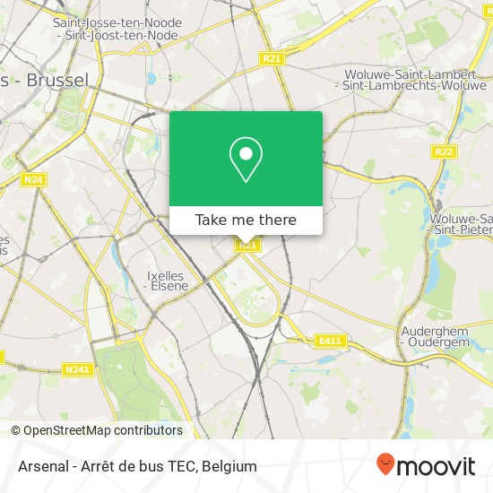 Arsenal - Arrêt de bus TEC map