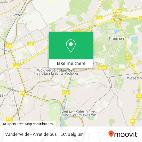Vandervelde - Arrêt de bus TEC plan