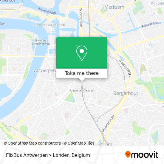 FlixBus Antwerpen > Londen map