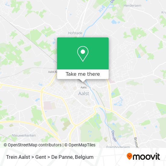 Trein Aalst > Gent > De Panne map