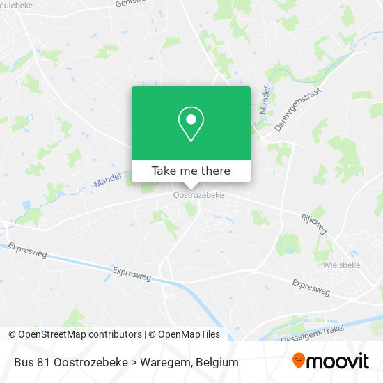 Bus 81 Oostrozebeke > Waregem map