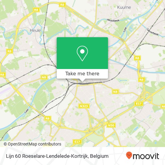 Lijn 60 Roeselare-Lendelede-Kortrijk map