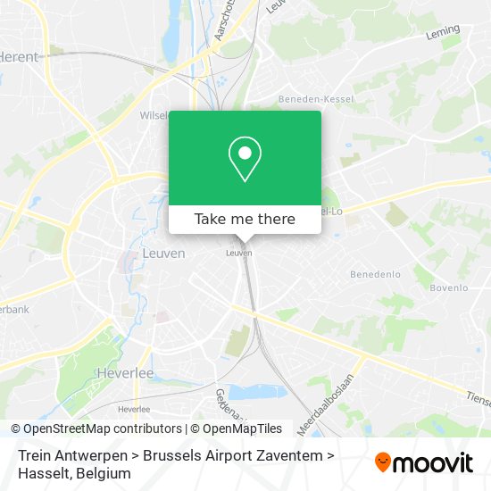 Trein Antwerpen > Brussels Airport Zaventem > Hasselt plan