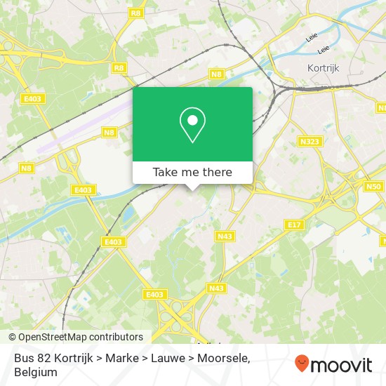 Bus 82 Kortrijk > Marke > Lauwe > Moorsele map