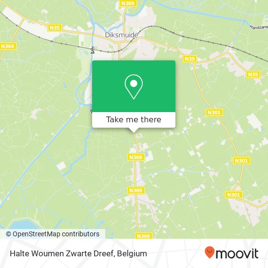 Halte Woumen Zwarte Dreef map