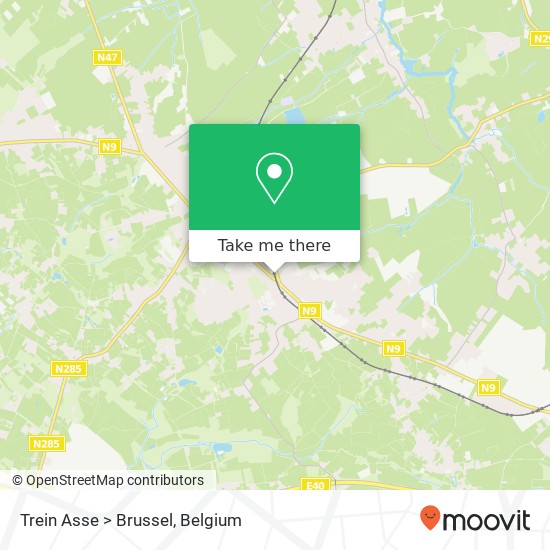 Trein Asse > Brussel map