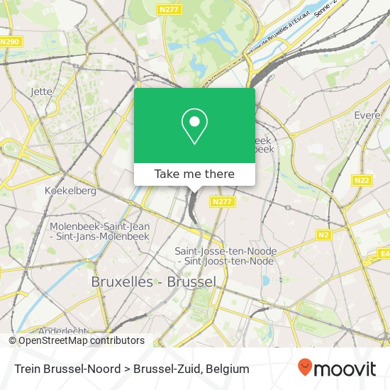 Trein Brussel-Noord > Brussel-Zuid map