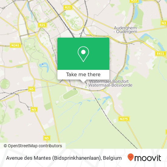 Avenue des Mantes (Bidsprinkhanenlaan) map