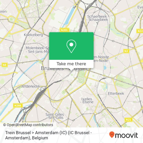 Trein Brussel > Amsterdam (IC) (IC Brussel - Amsterdam) map