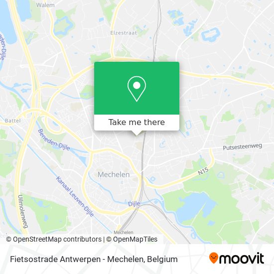 Fietsostrade Antwerpen - Mechelen map