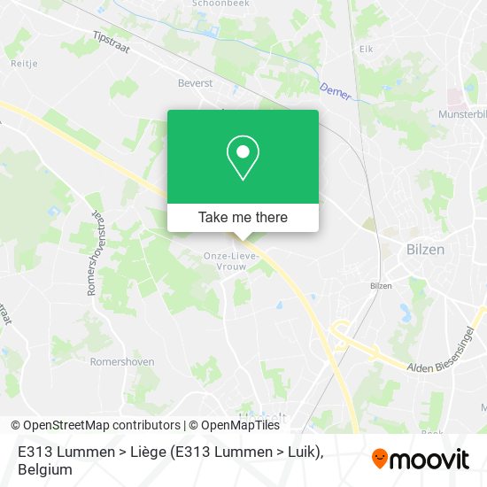 E313 Lummen > Liège map