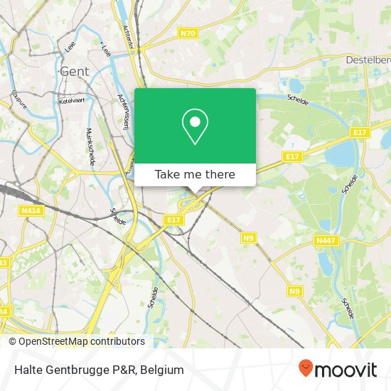 Halte Gentbrugge P&R map