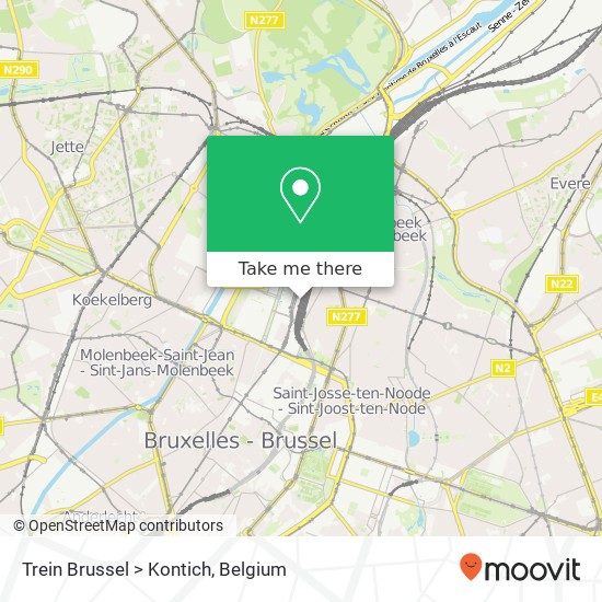 Trein Brussel > Kontich map
