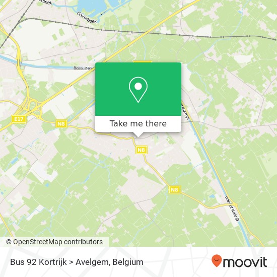 Bus 92 Kortrijk > Avelgem plan