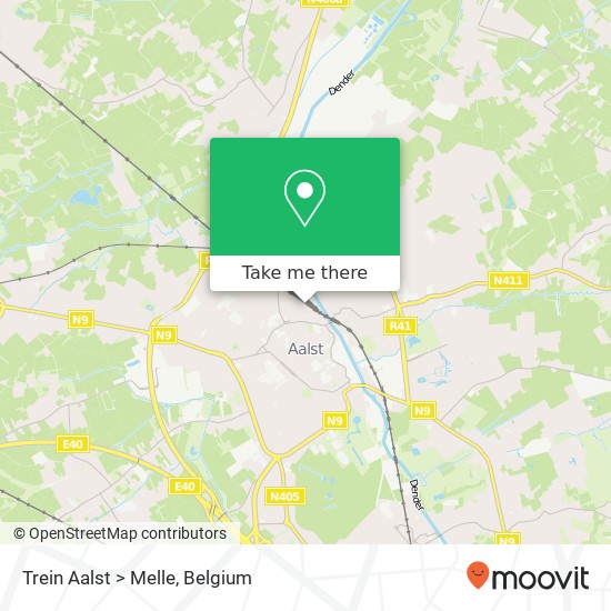 Trein Aalst > Melle map