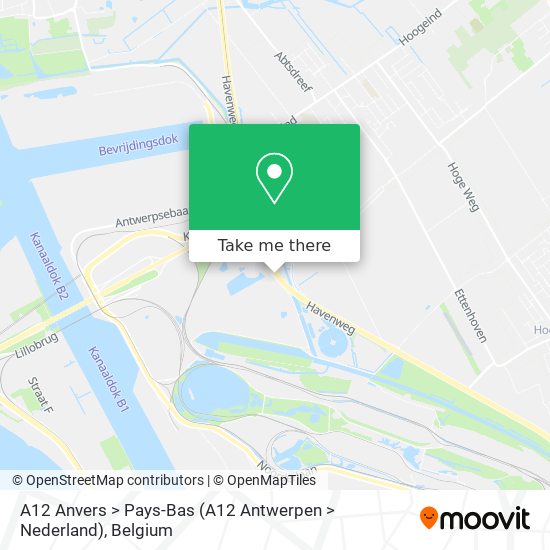 A12 Anvers > Pays-Bas (A12 Antwerpen > Nederland) plan