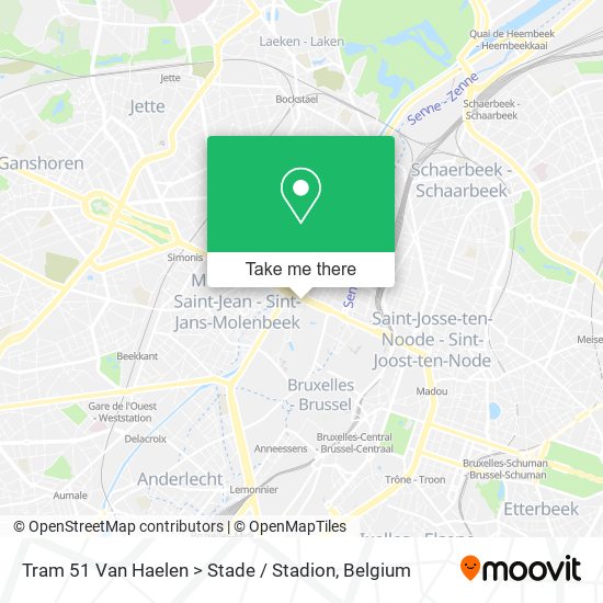 Tram 51 Van Haelen > Stade / Stadion plan