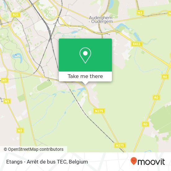 Etangs - Arrêt de bus TEC map