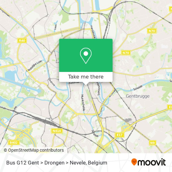 Bus G12 Gent > Drongen > Nevele plan