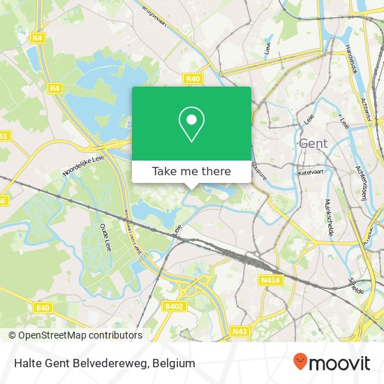 Halte Gent Belvedereweg map